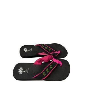 Luv America flip flops size 11 palm trees black pink